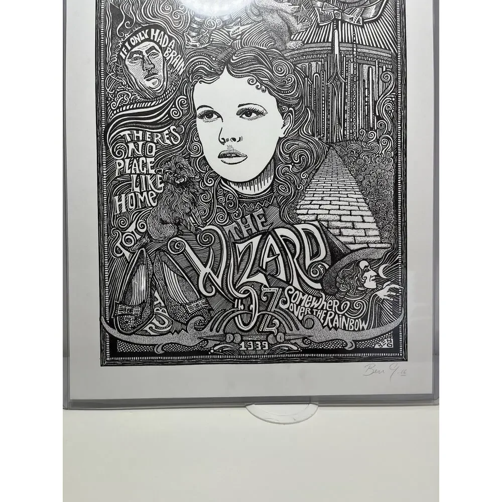 THE WIZARD OF OZ MOVIE Hand Signed Ben G Letterpress Poster Posterography EUC!